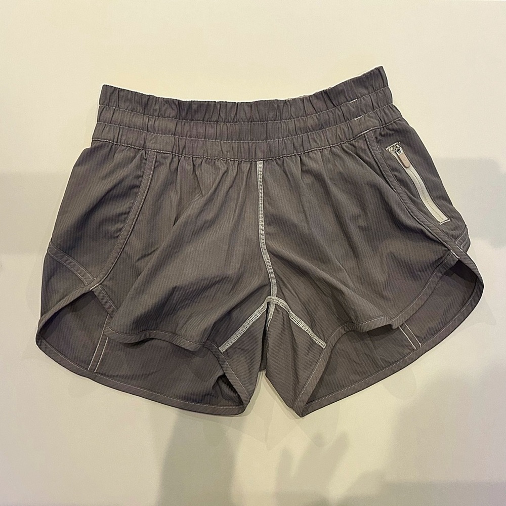Women’s Gray Lululemon Tracker Shorts.